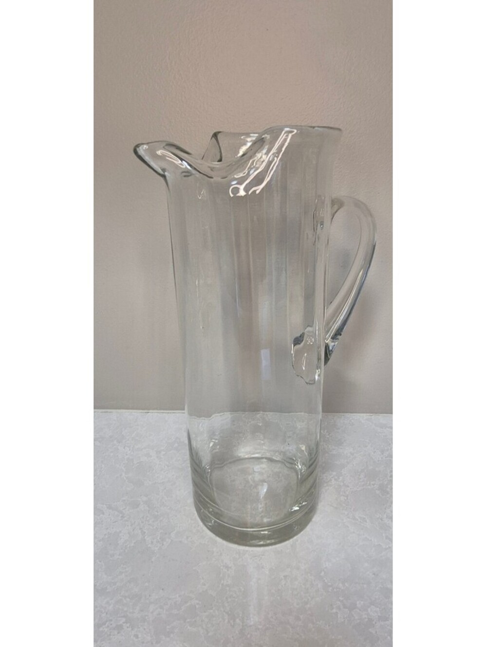 Vintage Clear Glass 11” Pitcher with Ice Lip